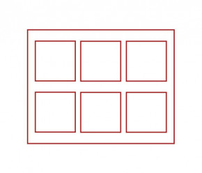 LINDNER Sammelkassette NERA M mit Sichtfenster mit dunkelroter Einlage mit 6 quadratischen Fächern