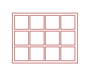LINDNER Sammelkassette NERA M mit Sichtfenster mit dunkelroter Einlage mit 12 quadratischen Fächern