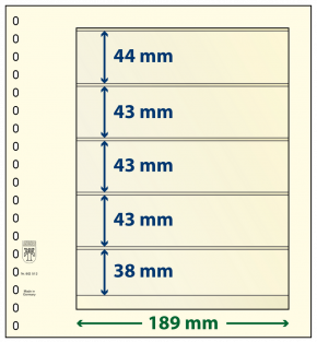 Lindner dT-Blanko-Blatt mit 5 Taschen Normale Rahmenbreite: 194 x 189 mm, 5er-Packung