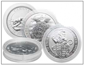 Lindner Münzkapseln Innen-Ø 38,4 mm, Innenhöhe 4,5 mm, 100er-Packung, z.B. für 1½ und 1¼ Oz. Canada (Silber) Polar Bear, Polar Fox, Bison